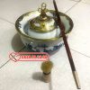 Điếu Bát Sứ Men Lam Bọc Đồng