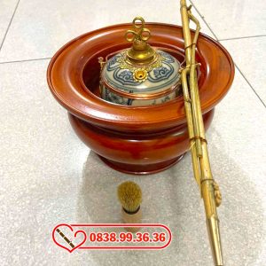 Điếu Bát Gỗ Xà Cừ Men Rạn Giả Cổ Xe Điếu Trúc